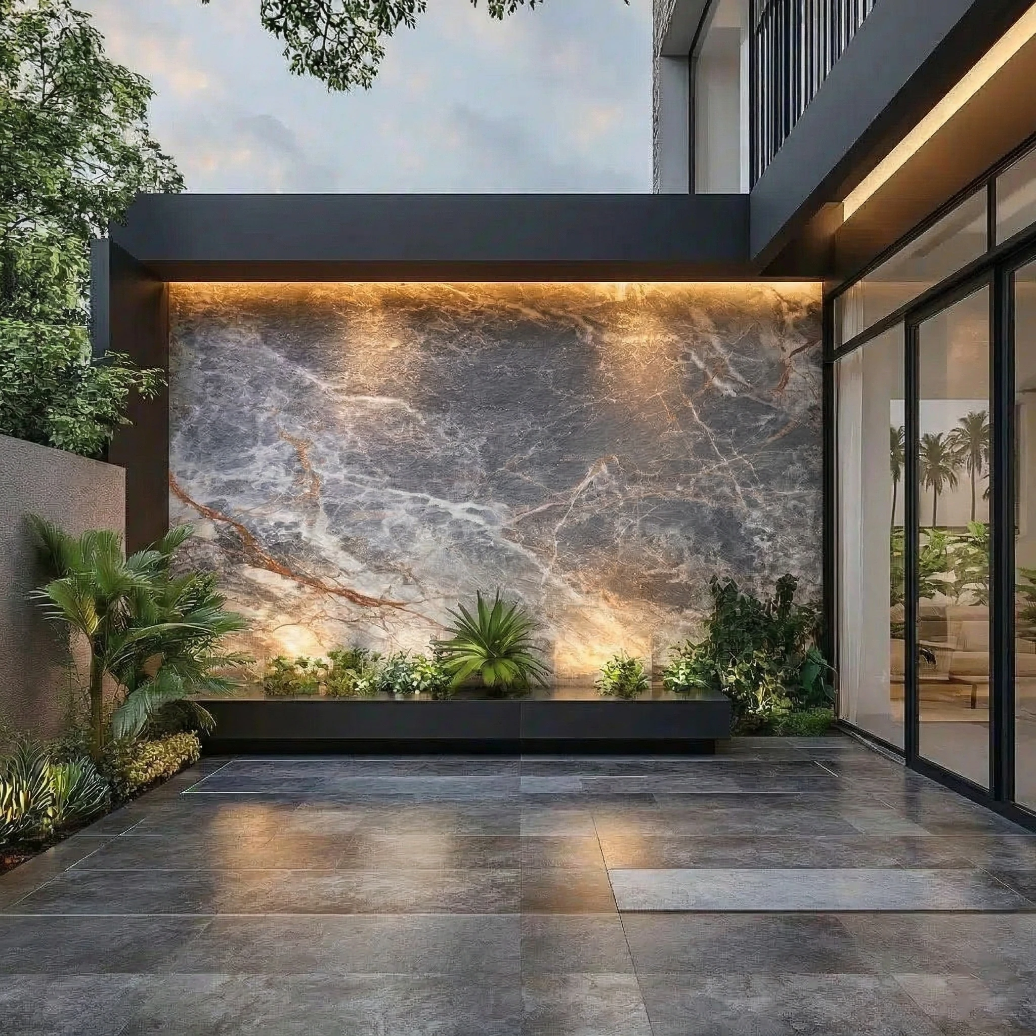 Dark grey marble flexible tile panel